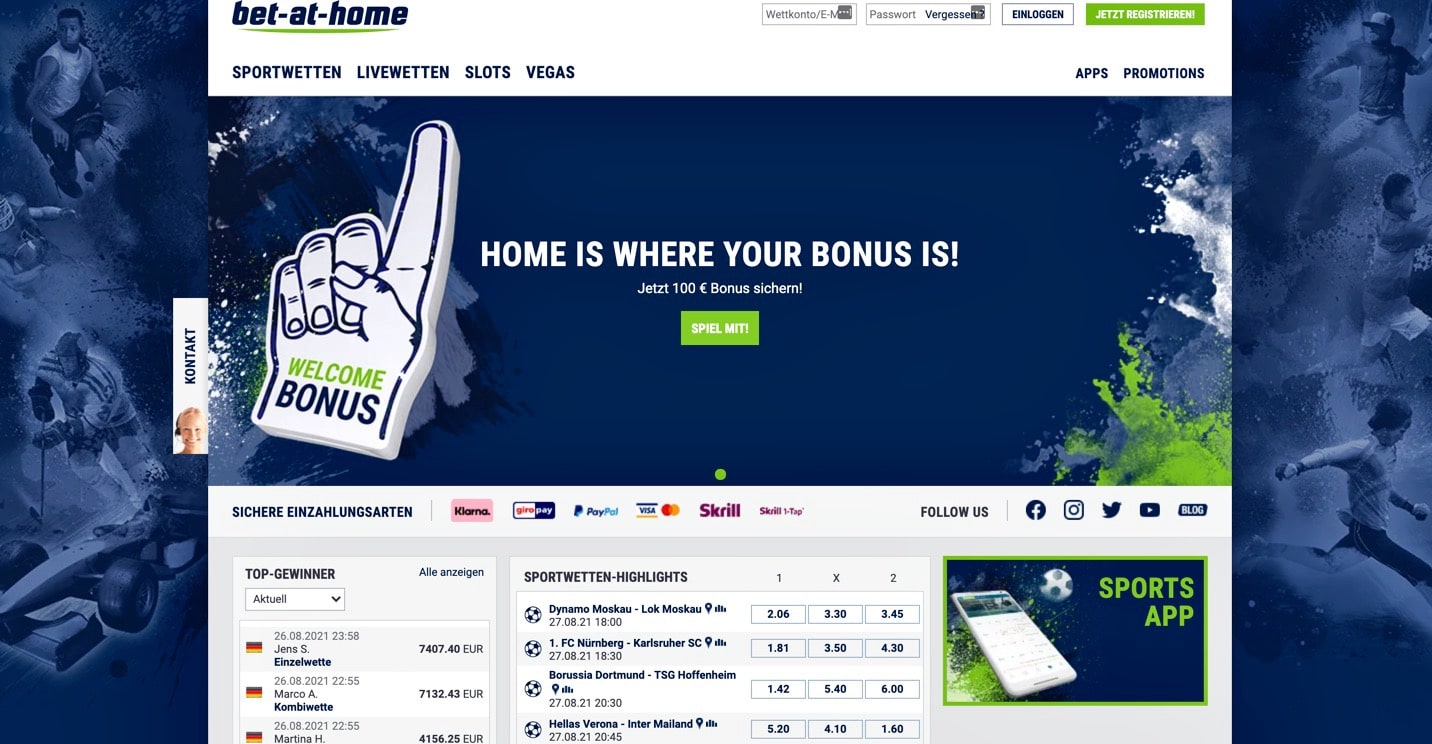Bet at Home Homepage