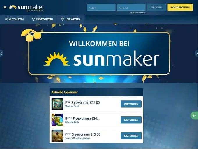 Sunmarker Wetten und Sunmaker Casino Erfahrungen